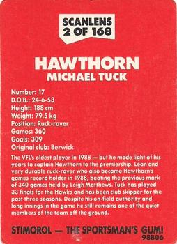 1989 Scanlens VFL #2 Michael Tuck Back